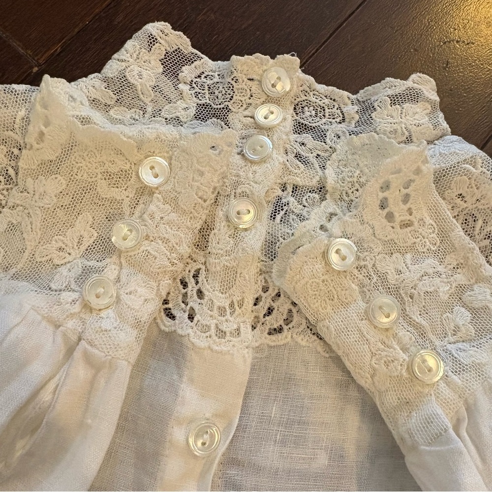 Vintage Ralph Lauren 80s Wool Midi Skirt & Linen Lace Blouse Top Set Victorian - Picture 8 of 16